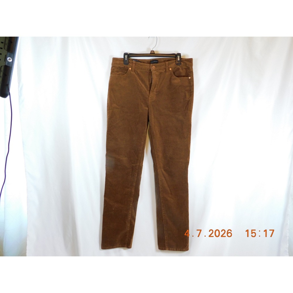 Talbots Womens Straight Leg Corduroy Pants Brown Size 10 Stretch Cotton Trousers